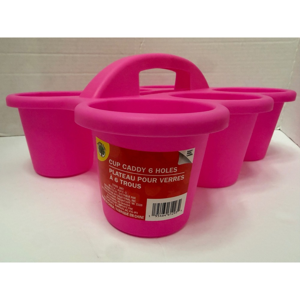 Teaching Tree Pink Cup Caddy 6 Holes Plastic Classroom Art Supply Organizer
